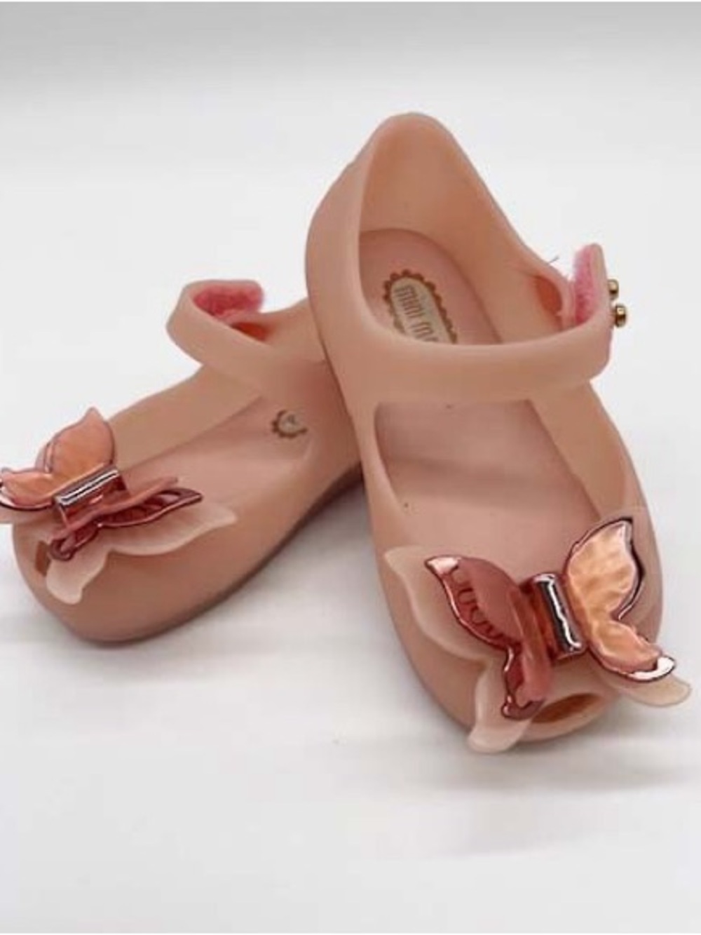 Mini Melissa Girls Pink Butterfly Jelly Mary Jane Shoes